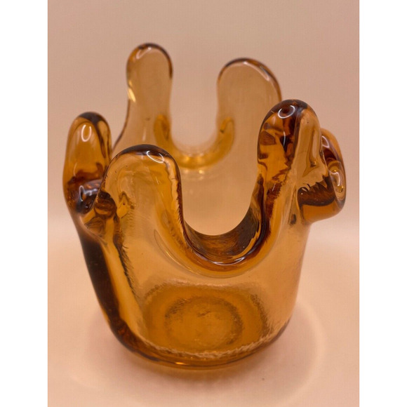 Rare Fire & Light Copper Splash Votive Candle Holder - Recycled Glass-Signed - Picture 10 of 11